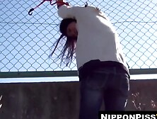 Restrained Japanese cutie gets drenched in her own warm urine