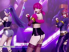 [MMD] Dark Pink - How You Like That Sexy Naked Dance Ahri Akali Evelynn Kaisa League of Legends KDA