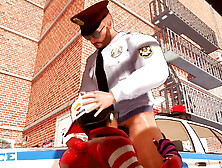 Perverted Cop and Ebony Big Breast Boubble Butt Girl