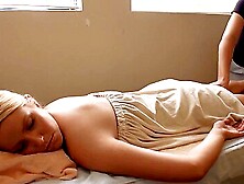 Slim Blondie Relaxes Under Strong Hands Of A Hot Masseur