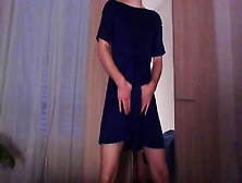 Nice Silk Dress Crossdresser Having Fun Alone