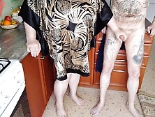 roommate jerks off my dick in the kitchen