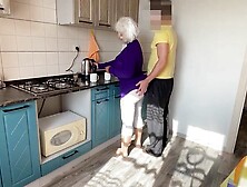 Large butt,  golden-haired aged got down on her knees and had anal sex frm behind