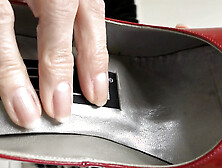 Caught Watching Porn in the Office! Your Boss in Red Heels Turns You Into a Nylon Slave!