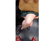 Erin Moriarty Candid Subway Legs