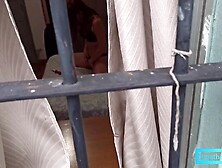 Was caught filming beauty red haired masturbating through window