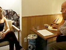 Cute And Sexy Babe Enjoying A Nice Hard Fuck On The Leather Couch