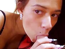 Peneloppe Ferre is deep throating a rock hard man rod and hoping to get a gigantic facial cumshot money-shot