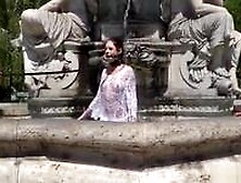 Teen Slave Bathing In Public Fountain