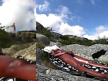 Lustful chap spies on the tanned cutie masturbating her love button