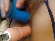 Double Pen while fucking fuck machine