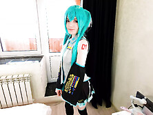 Sweety Vocaloid Hatsune Miku came to visit a fan after the concert,  blown his penis and nailed him
