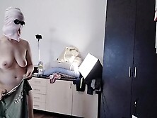 Amateurs wifey has fun trying on clothes and cutting them.  Amatuer ex-wife dances naked around the house.