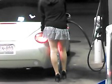 Luxurious Babe On The Gas Station