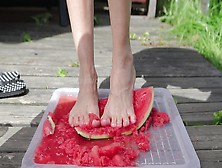 Crushing Watermelon Barefoot