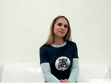 Golden-haired Teen Gives a 1st Blow job in front of Camera