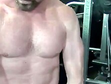 Hot Jason Sparks flexing and jerking off in a steamy bedroom