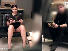 Silence.  Jeny Without Panties Teases A Man.  Hidden Camera Prank