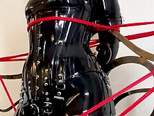 Siron is tied to the bed and thoroughly bondage from behind