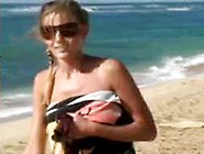 Teen flashing at the beach