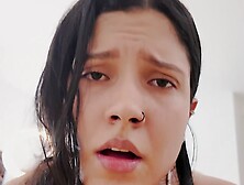 surprises his horny by bathing and they end up fucking