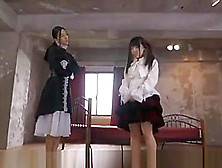 Asain lesbian seducing friend with strap