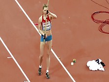 Pole Vaulter With A Nice Butt Competes In An Event