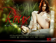 Silky little redhead gives herself a sensual sponge bath and fingers her pink pussy afterwards