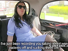 Busty uk nurse banged in a cab