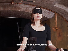 Blindfolded sub slave interviewed
