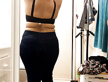 Housewife changing dress - striptease in bra and panty