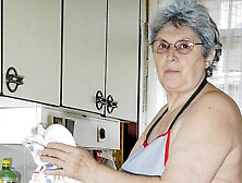 Gorgeous old lady Gerlinde is using a nice cucumber as a dildo