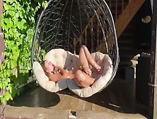 Blonde Fucks Her Didlo With A Big Rubber Dick On A Swing