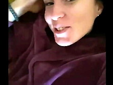 IN A robe,  MOM caresses herself and her nipples