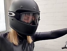 Leather Girl Pees On Harley-Davidson