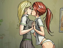 2 Lesbian Slutty School Girls Get it On In Hogwarts - Innocent Witches - Harry Potter - School Girl Outfit, Skirt Socks Panties