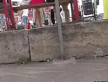 Stunning golden-haired upskirt clip