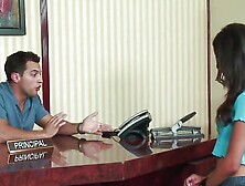 Girl Suzanne Kelly passes job interview by having sex with her boss