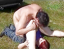 Redhead German Whore Fucked Outdoors