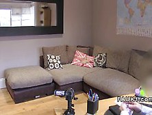 Huge tits blonde in green bra bangs in casting