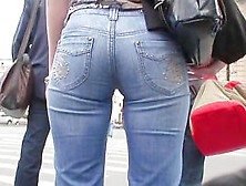 Tight Jeans Perfectly Fit Her Beautiful Ass And Legs
