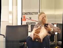 Candid teen 18+ girl playful soles in public