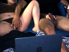 Stepsiblings watch porn together and get horny "Don't tell my BF about this"