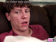 Lustful tiny golden-haired step sister bangs her recent large shlong step brother behind step mamas back