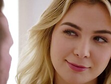 Breathtaking blonde with a perfect body has her pink pussy stuffed