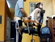 Barber Forces Cleaning Lady to Fuck Him Afterhours