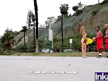 Anaí Likes Colombiana mega tetona is drilled in the booty whilst playing basketball by 2 darksome-skinned men.