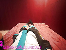 Miku Hatsune Cosplay Crossdresser Cumshots Over Her