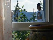 Indian MILF model stripteasing outdoor and plays with a hose