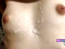 Schoolgirl Jerks off Guy's Big Cock Pov and He Cums on Her Small Tits